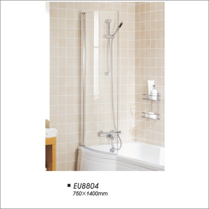 6mm Tempered Glass Bath Screen Folding Type Frameless 750mmx1400mm