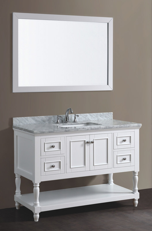 Wooden Bathroom Vanity 48′′ Floor Mounted With Mirror White Color